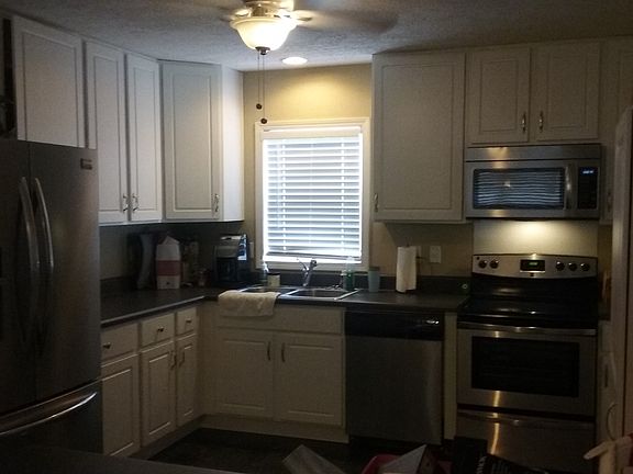 kitchen overlooking backyard