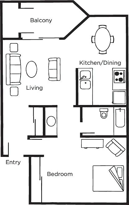 Floor plan Aspen 1x1 Modern