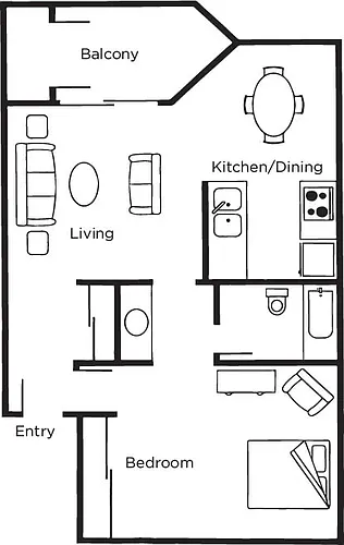 Floor plan Aspen 1x1 Modern
