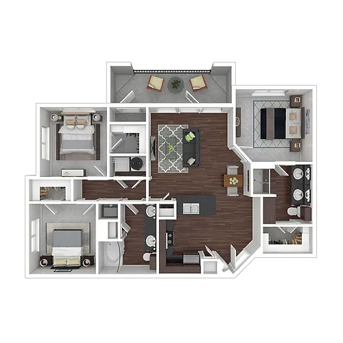 Floor plan 3 Bedroom, 2 Bath