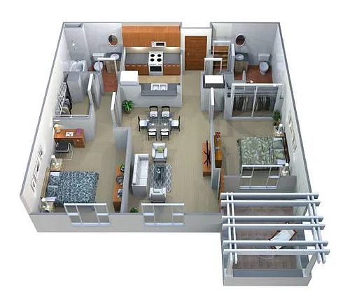 Floor plan 2 Bedroom 2 Bath Plan A Market