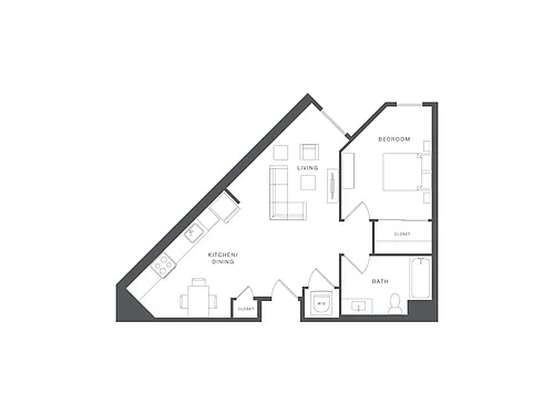 Floor plan 1 Bed/1 Bath-R-A3