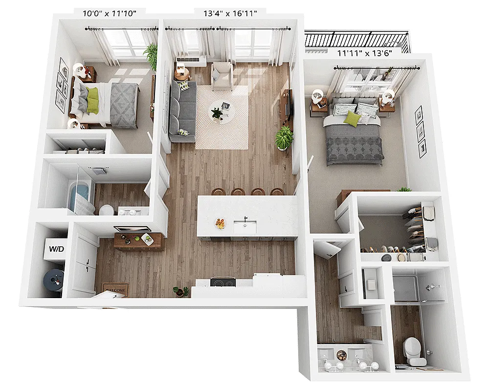 Floor plan Two Bedroom - B2A