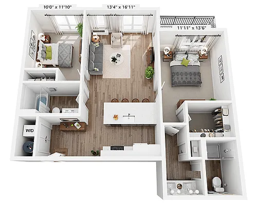 Floor plan Two Bedroom - B2A