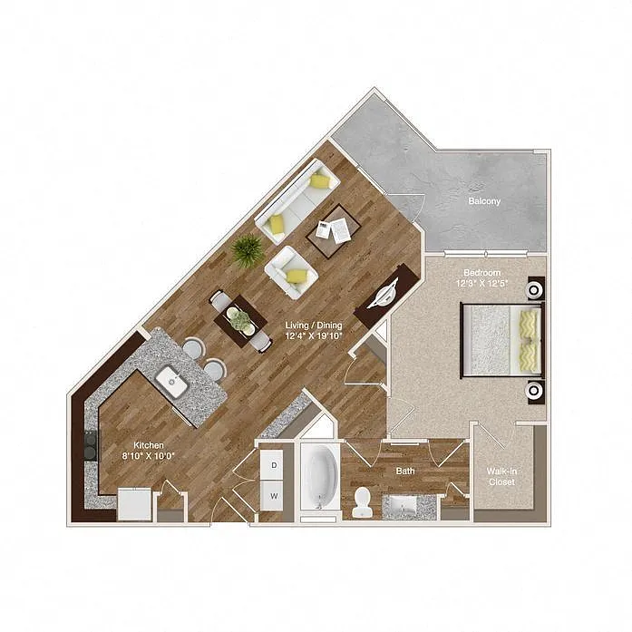Floor plan A4 - 1Bed/1Bath - Corner Unit & Wrap Around Balcon