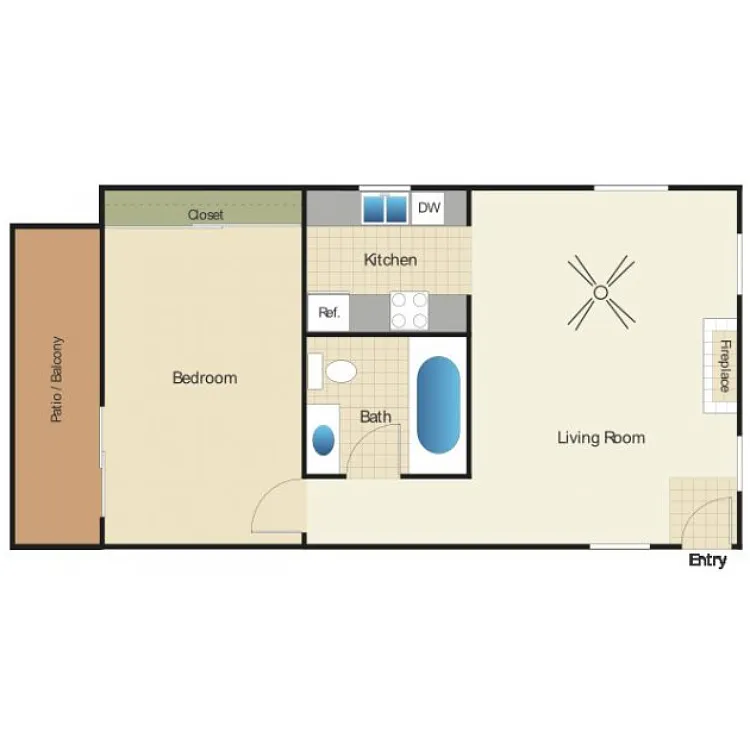 Floor plan 1 Bed 1 Bath