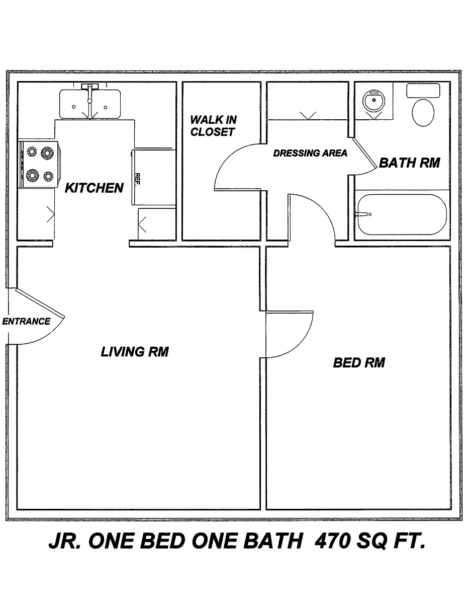 Floor plan Jr 1 Bedroom