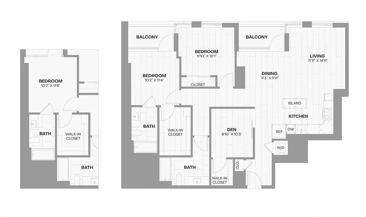 Floor plan 2 Bed/2 Bath/Den-X03