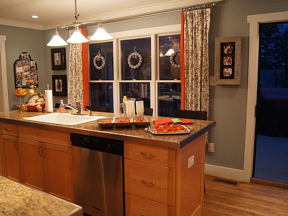 Kitchen view into backyard