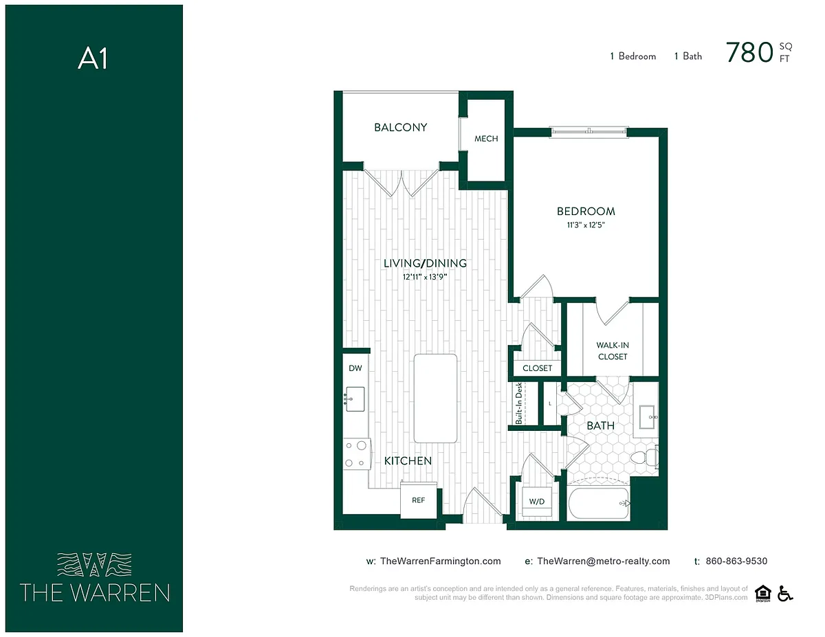 Floor plan 1-Bedroom A1