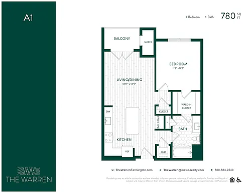 Floor plan 1-Bedroom A1