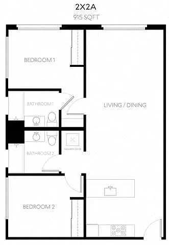 Floor plan 2 Bed x 2 Bath
