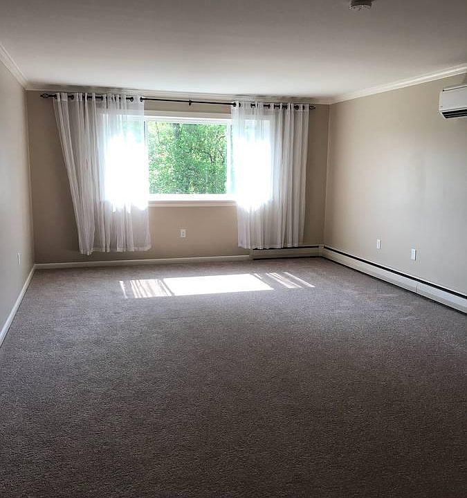 LARGE living room with sheer curtain