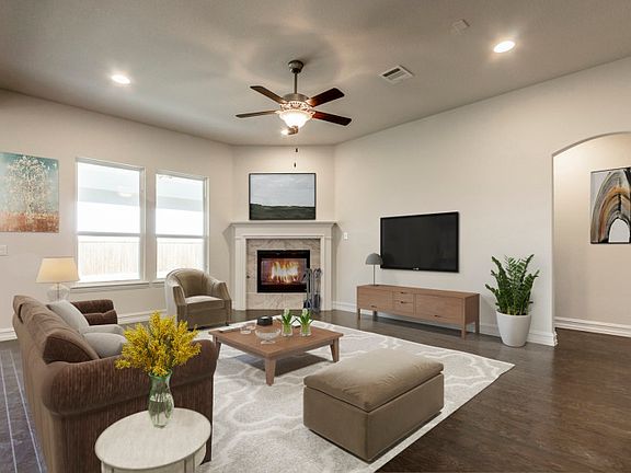 Spacious gathering room with large windows