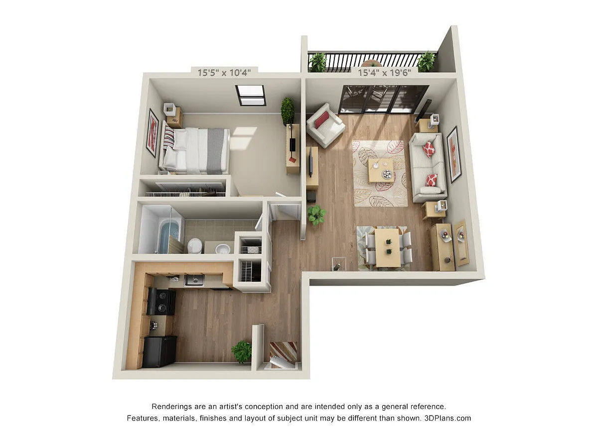 Floor plan 1 Bed 1 Bath A