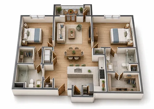 Floor plan Two Bedroom, Two Bath