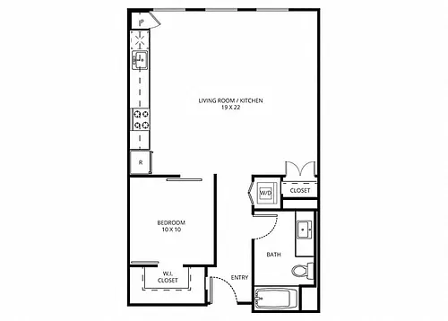 Floor plan 1 Bedroom E-6B