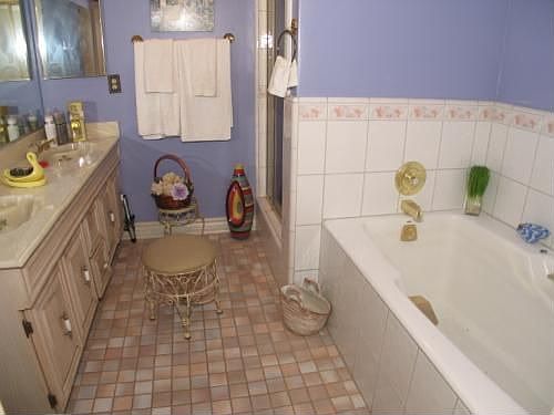 Extra large tub and shower.