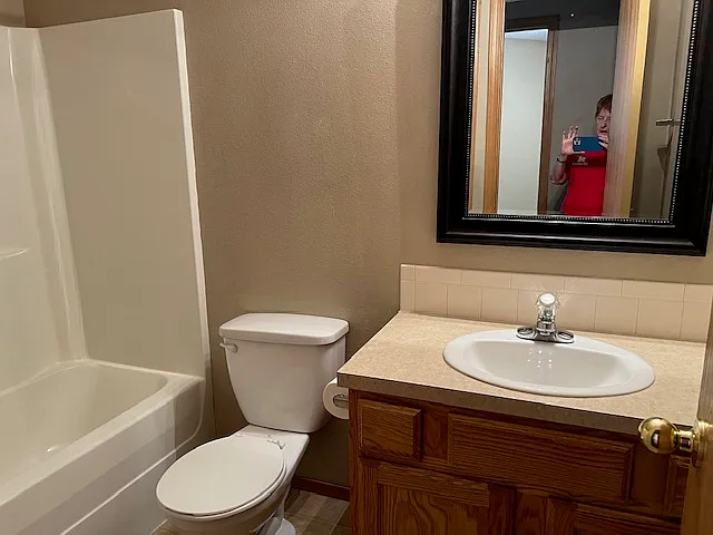 2nd bath upstairs (with me in mirror -Ha!)