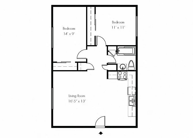 Floor plan Small Two bedroom one bath