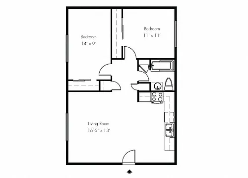 Floor plan Small Two bedroom one bath
