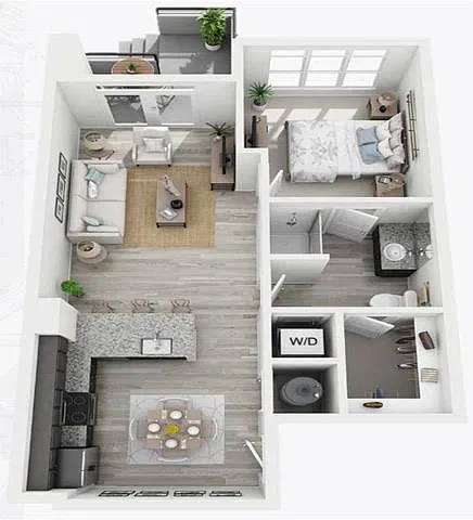Floor plan 1BRS- E One Bedroom / One Bath