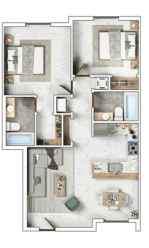 Floor plan 2 Bedrooms, 2 Bathrooms