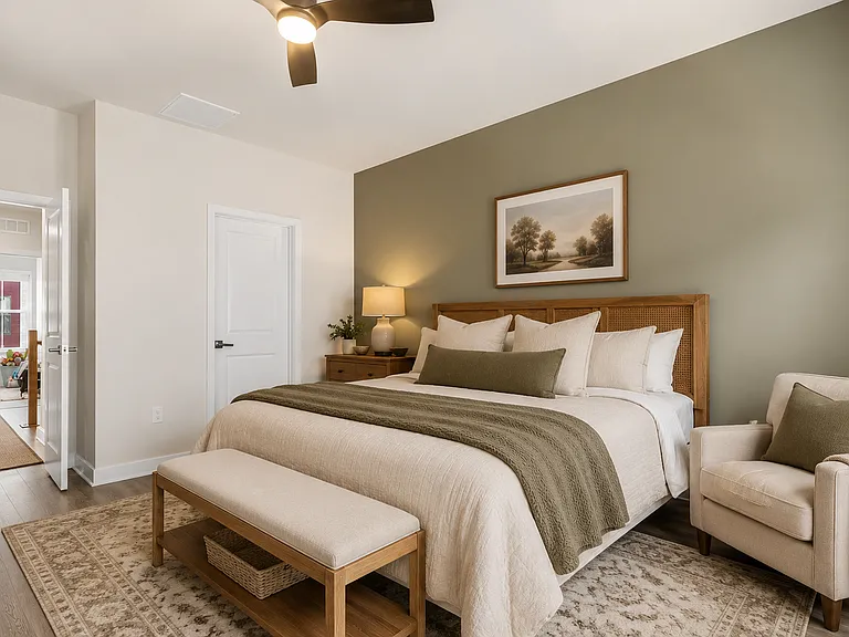Thoughtfully designed primary for comfort and calm. (Photos are virtually staged)