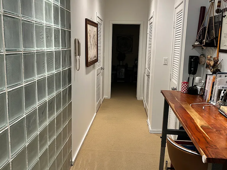 downstairs hallway & work desk