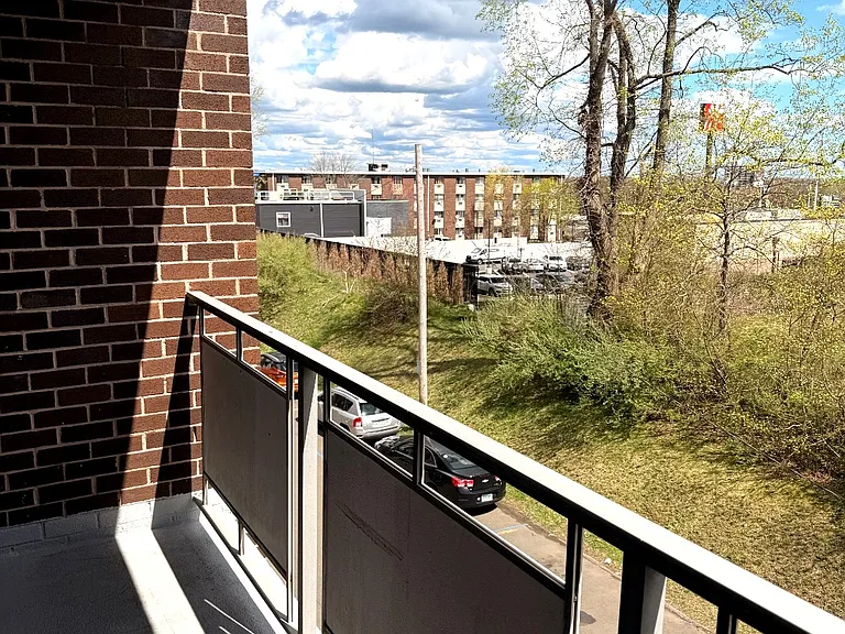 Balcony space with room for a small seating area