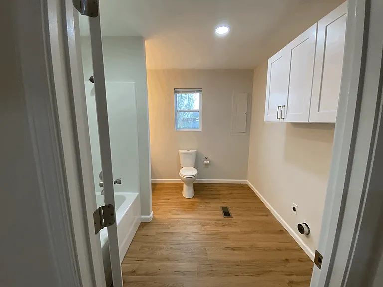 Washer and Dryer Hookup with storage above