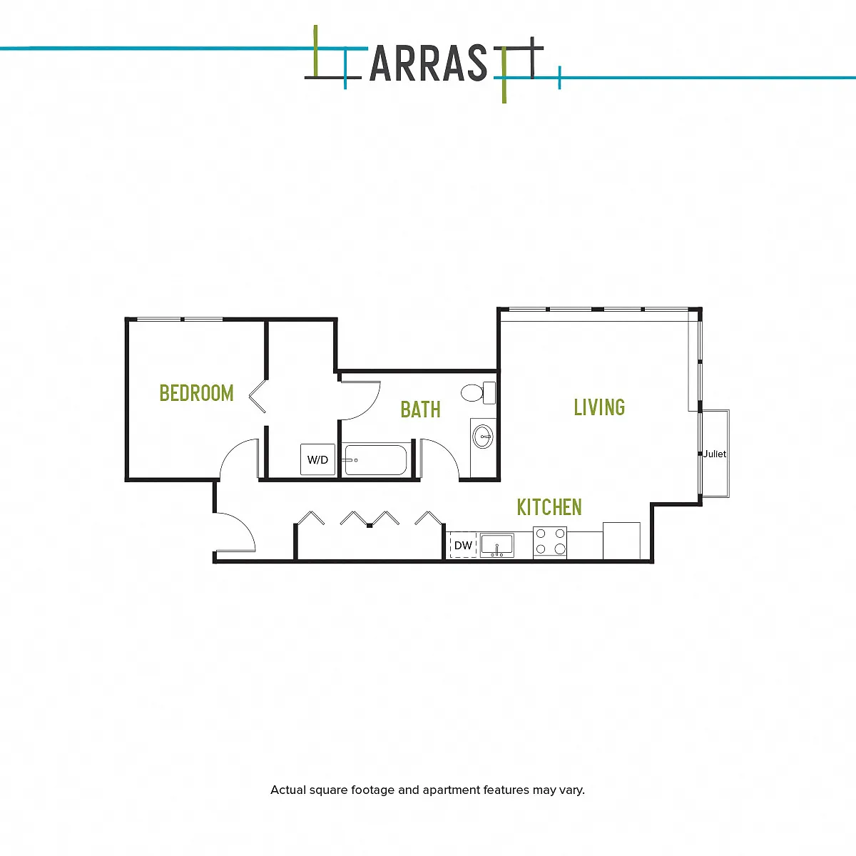 Floor plan One Bed One Bath F 1