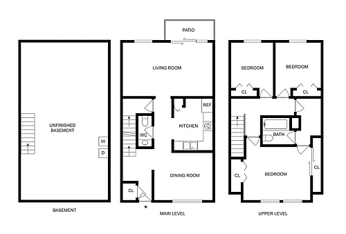 Floor plan 3BD x 1.5BA Townhome Affordable