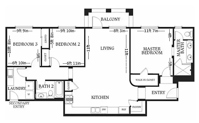 Floor plan 3 Bedroom C