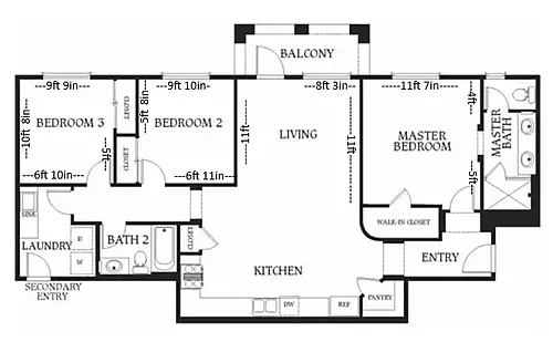 Floor plan 3 Bedroom C