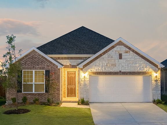 The Mckinney, a one-story home with 2-car garage, shown with Home Exterior D
