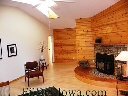 High-efficiency Quadra wood-burning stove spreads warmth throughout the main floor in the winter.