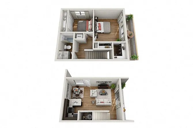Floor plan 2 Bedroom, 1 Bathroom Townhome