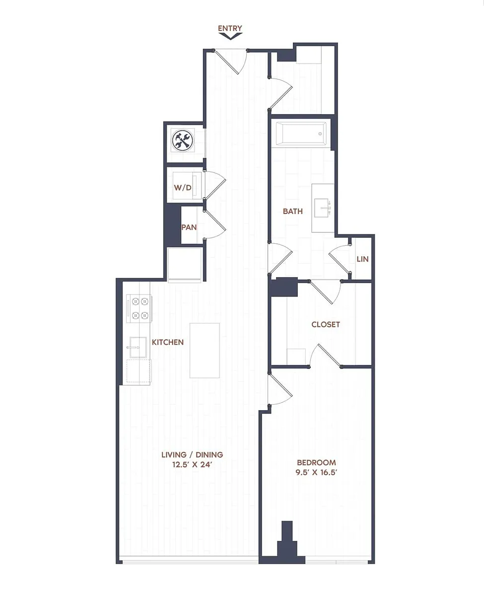 Floor plan 1 Bed/1 Bath-A17