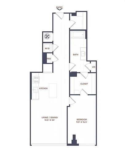 Floor plan 1 Bed/1 Bath-A17