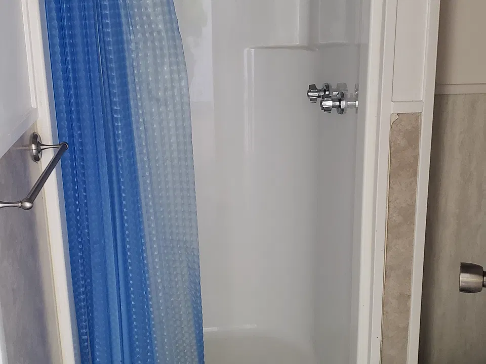 Bathroom with shower.