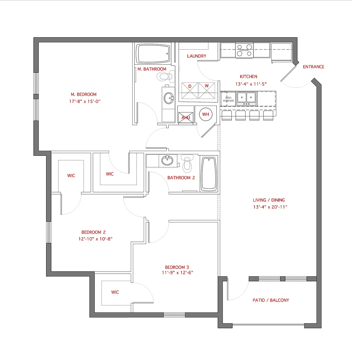 Floor plan 3BR- Balcony - Vista