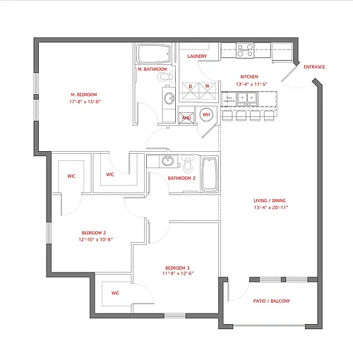 Floor plan 3BR- Balcony - Vista