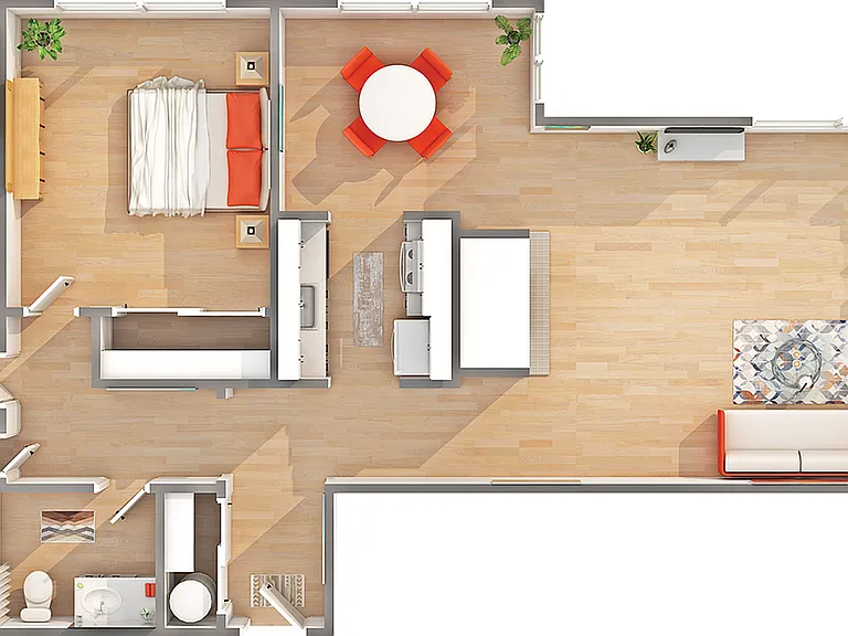 West - B1 | 2-Bedroom Floorplan West - B1 | 2-Bedroom Floorplan