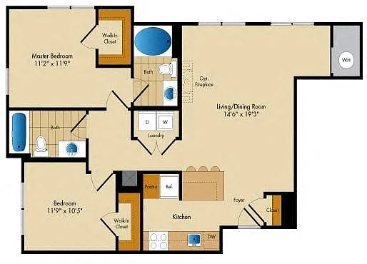 Floor plan 2 Bed 2 Bath-B5