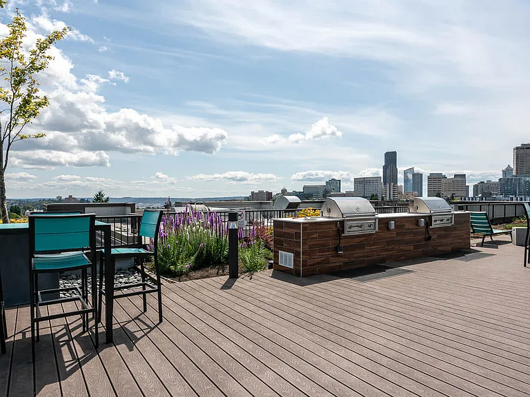 Private Rooftop Deck with Grills and Lounge Furniture