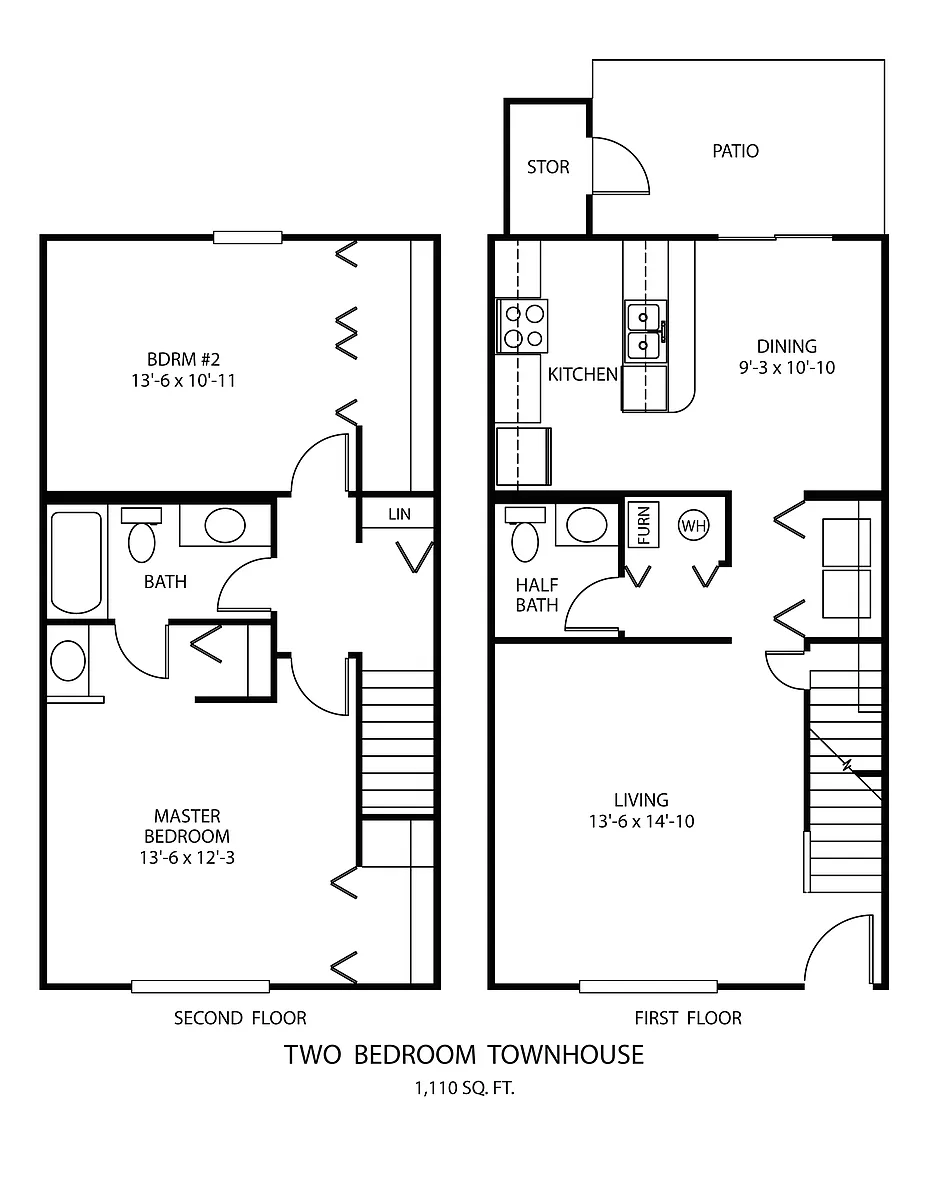 Floor plan Two Bedroom Townhouse