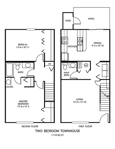 Floor plan Two Bedroom Townhouse