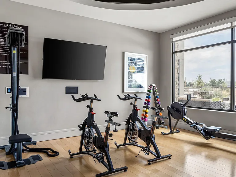 Spin Studio with Bikes and Mounted TV for Workouts