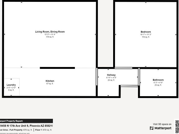 1 Bed 9450 N 17th Ave Unit 9 Phoenix AZ - Floor 1_05072025